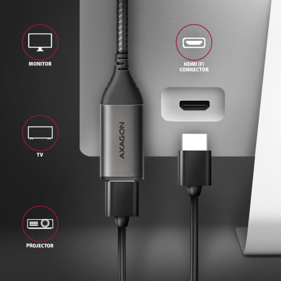Axagon RVC-HI2M video cable adapter 0.25 m USB Type-C HDMI Black Axagon RVC-HI2M video cable adapter 0.25 m USB Type-C HDMI Black