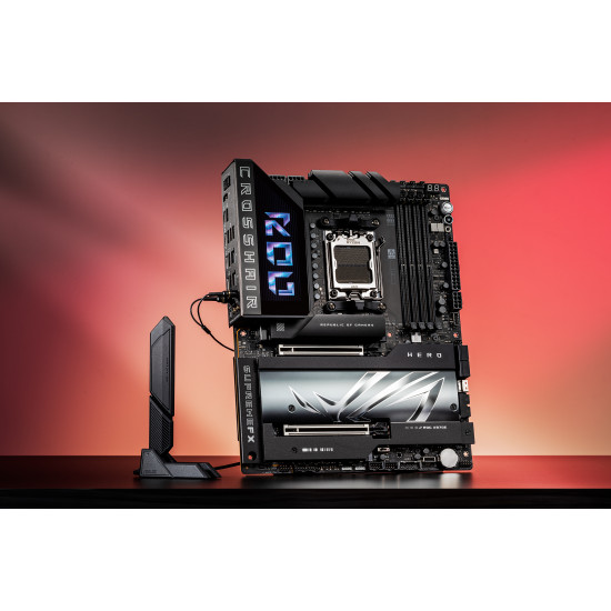 Mainboard|ASUS|AMD X870E|SAM5|ATX|Memory DDR5|Memory slots 4|2xPCI-Express 4.0 16x|2xPCI-Express 5.0 16x|4xM.2|1xHDMI|1xAudio-In|1xAudio-Out|6xUSB 3.2|2xUSB-C|2xUSB4|1xOptical S/PDIF|1xRJ45|ROGCROSSHAIRX870EHERO Mainboard|ASUS|AMD X870E|SAM5|ATX|Memory DDR5|Memory slots 4|2xPCI-Express 4.0 16x|2xPCI-Express 5.0 16x|4xM.2|1xHDMI|1xAudio-In|1xAudio-Out|6xUSB 3.2|2xUSB-C|2xUSB4|1xOptical S/PDIF|1xRJ45|ROGCROSSHAIRX870EHERO