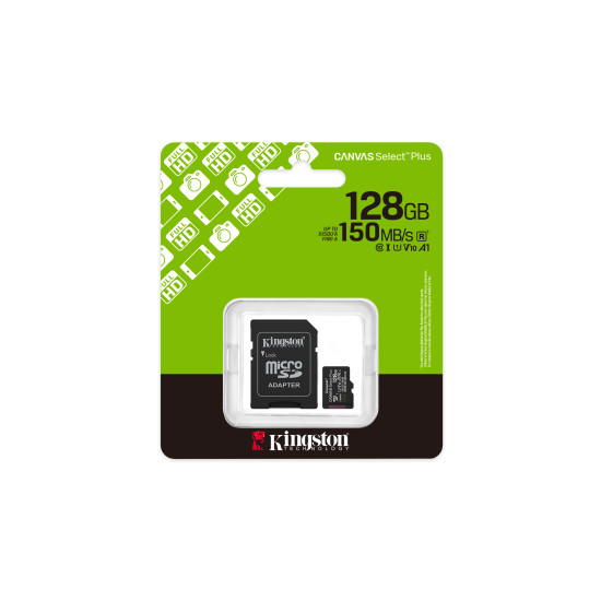 Kingston 128GB microSDXC Canvas Select Plus Gen3 150MB/s A1 Card + Adapter