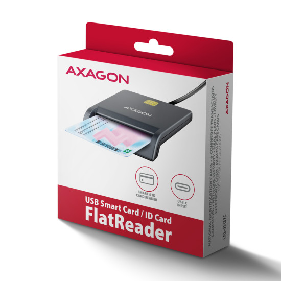 CARD READER FLAT SMARTCARD/ID/USB-C 1.3M CRE-SM3TC AXAGON CARD READER FLAT SMARTCARD/ID/USB-C 1.3M CRE-SM3TC AXAGON