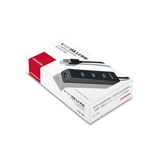 HUE-S2BL 4x USB 3.0 CHARGING hub w. 1.2m cable, power micro USB