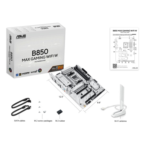 Mainboard|ASUS|AMD B850|SAM5|ATX|Memory DDR5|Memory slots 4|2xPCI-Express 3.0 16x|1xPCI-Express 4.0 16x|1xPCI-Express 5.0 16x|3xM.2|1xHDMI|1xDisplayPort|2xUSB 2.0|5xUSB 3.2|1xUSB-C|1xRJ45|3xAudio port|B850MAXGAMINGWIFIW Mainboard|ASUS|AMD B850|SAM5|ATX|Memory DDR5|Memory slots 4|2xPCI-Express 3.0 16x|1xPCI-Express 4.0 16x|1xPCI-Express 5.0 16x|3xM.2|1xHDMI|1xDisplayPort|2xUSB 2.0|5xUSB 3.2|1xUSB-C|1xRJ45|3xAudio port|B850MAXGAMINGWIFIW