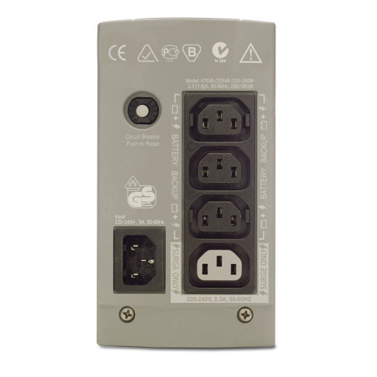 APC Back-UPS CS 325 w/o SW uninterruptible power supply (UPS) 0.325 kVA 210 W APC Back-UPS CS 325 w/o SW uninterruptible power supply (UPS) 0.325 kVA 210 W