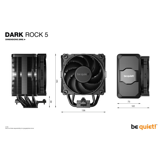 be quiet! DARK ROCK 5 Processor Air cooler 12 cm Black 1 pc(s) be quiet! DARK ROCK 5 Processor Air cooler 12 cm Black 1 pc(s)