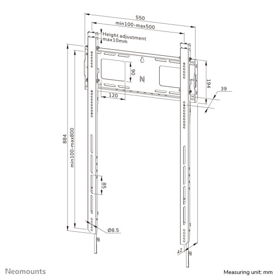 Neomounts WL30-750BL18P Heavy duty wall mount 50-98" - fixed - lockable - portrait - fast installation - TÜV Neomounts WL30-750BL18P Heavy duty wall mount 50-98" - fixed - lockable - portrait - fast installation - TÜV