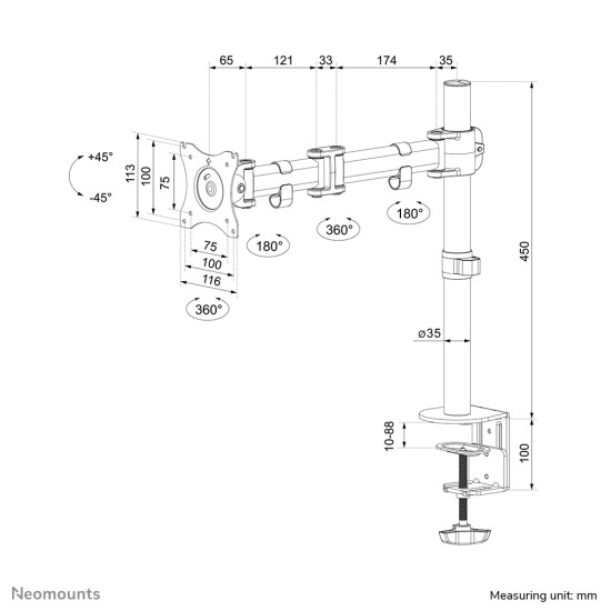 NEOMOUNTS FLAT SCREEN DESK MOUNT (10-30") DESK CLAMP/GROMMET NEOMOUNTS FLAT SCREEN DESK MOUNT (10-30") DESK CLAMP/GROMMET