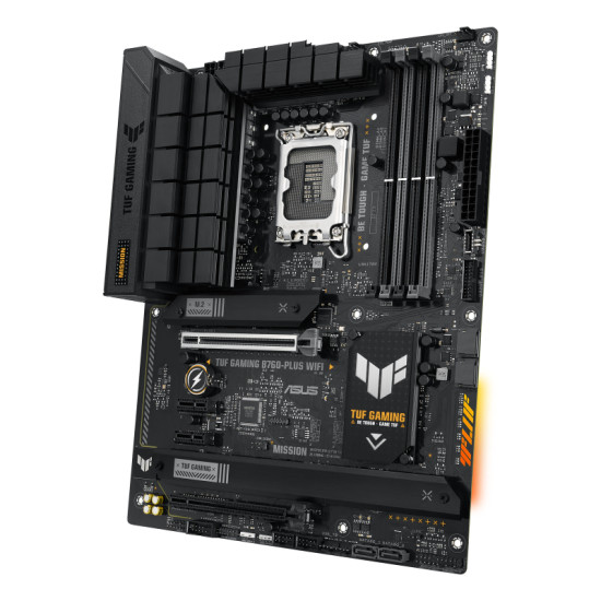Mainboard|ASUS|Intel B760 Express|LGA1700|ATX|Memory DDR5|Memory slots 4|2xPCI-Express 3.0 1x|1xPCI-Express 3.0 16x|1xPCI-Express 5.0 16x|3xM.2|1xHDMI|1xDisplayPort|1xUSB 2.0|4xUSB 3.2|1xUSB-C|1xOptical S/PDIF|1xRJ45|5xAudio port|TUFGAMINGB760-PLUSWIFI Mainboard|ASUS|Intel B760 Express|LGA1700|ATX|Memory DDR5|Memory slots 4|2xPCI-Express 3.0 1x|1xPCI-Express 3.0 16x|1xPCI-Express 5.0 16x|3xM.2|1xHDMI|1xDisplayPort|1xUSB 2.0|4xUSB 3.2|1xUSB-C|1xOptical S/PDIF|1xRJ45|5xAudio port|TUFGAMINGB760-PLUSWIFI