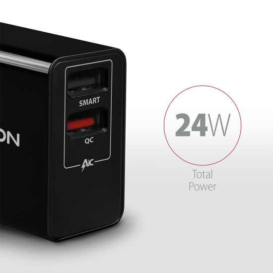 Axagon ACU-QS24 mobile device charger Smartphone Black AC Fast charging Indoor Axagon ACU-QS24 mobile device charger Smartphone Black AC Fast charging Indoor