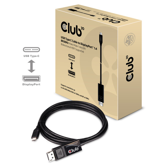 USB Type C Cable to DP 1.4 8K60Hz M/M 1.8m/5.9ft
