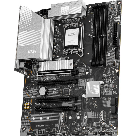 Mainboard|MSI|Intel Z890|LGA1851|ATX|Memory DDR5|Memory slots 4|1xPCI-Express 3.0 1x|2xPCI-Express 4.0 4x |1xPCI-Express 5.0 16x|3xM.2|1xHDMI|1xDisplayPort|4xUSB 2.0|2xUSB 3.0|1xUSB-C|1xUSB-C w/Thunderbolt|3xAudio port|PROZ890-SWIFI Mainboard|MSI|Intel Z890|LGA1851|ATX|Memory DDR5|Memory slots 4|1xPCI-Express 3.0 1x|2xPCI-Express 4.0 4x |1xPCI-Express 5.0 16x|3xM.2|1xHDMI|1xDisplayPort|4xUSB 2.0|2xUSB 3.0|1xUSB-C|1xUSB-C w/Thunderbolt|3xAudio port|PROZ890-SWIFI
