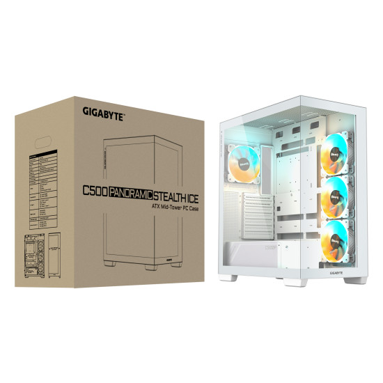 Case|GIGABYTE|MidiTower|Case product features Transparent panel|ATX|MicroATX|MiniITX|Colour White|GB-C500PIST Case|GIGABYTE|MidiTower|Case product features Transparent panel|ATX|MicroATX|MiniITX|Colour White|GB-C500PIST