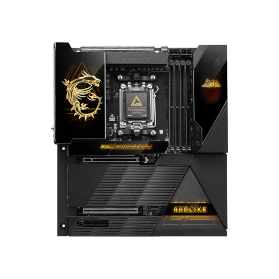 Mainboard|MSI|AMD X870E|SAM5|EATX|Memory DDR5|Memory slots 4|1xPCI-Express 1x|2xPCI-Express 16x|7xM.2|1xAudio-In|1xAudio-Out|4xUSB 2.0|4xUSB 3.2|4xUSB-C|1xOptical S/PDIF|2xRJ45|2xAudio port|MEGX870EGODLIKE