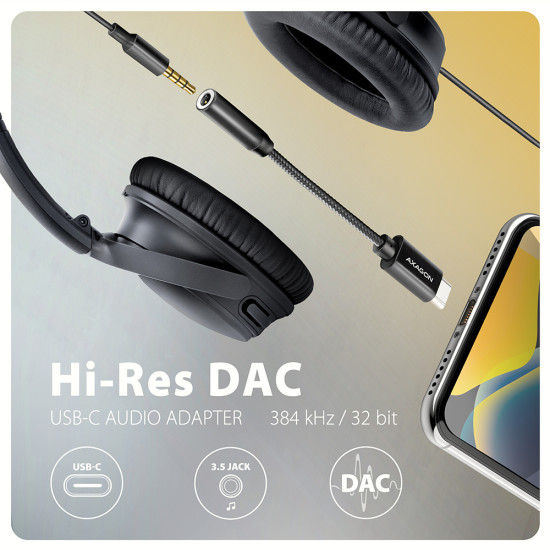 Axagon ADA-HC audio cable 0.1 m 3.5mm USB Type-C Black Axagon ADA-HC audio cable 0.1 m 3.5mm USB Type-C Black