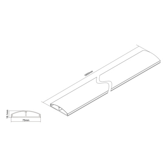 M Cable Cover SS Black 75mm W - 1600mm L