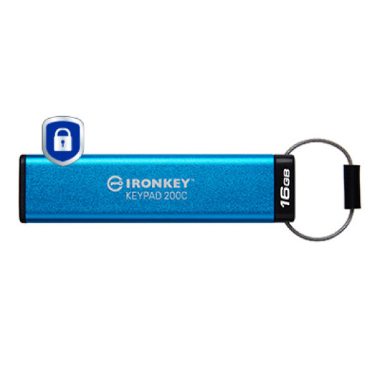 16GB USB-C IronKey Keypad 200C, FIPS 140-3 Lvl 3 AES-256