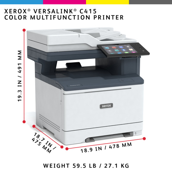 Xerox VersaLink C415 A4 40ppm Duplex Copy/Print/Scan/Fax PS3 PCL5e/6 2 Trays 251 Sheets Xerox VersaLink C415 A4 40ppm Duplex Copy/Print/Scan/Fax PS3 PCL5e/6 2 Trays 251 Sheets