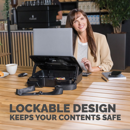 Fellowes Laptop Carry Case with Built-in Laptop Stand - Breyta Lockable Laptop Carry Case for Hybrid Working & Laptops Up To 14"/4KG - Black Fellowes Laptop Carry Case with Built-in Laptop Stand - Breyta Lockable Laptop Carry Case for Hybrid Working & Laptops Up To 14"/4KG - Black