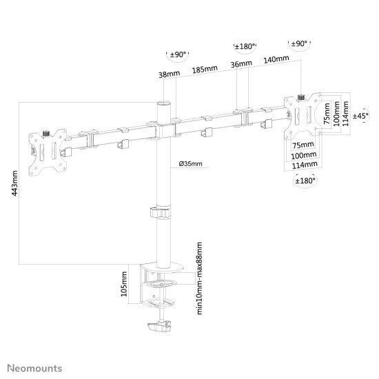Neomounts FPMA-D550DBLACK Monitor arm 10-32" Neomounts FPMA-D550DBLACK Monitor arm 10-32"