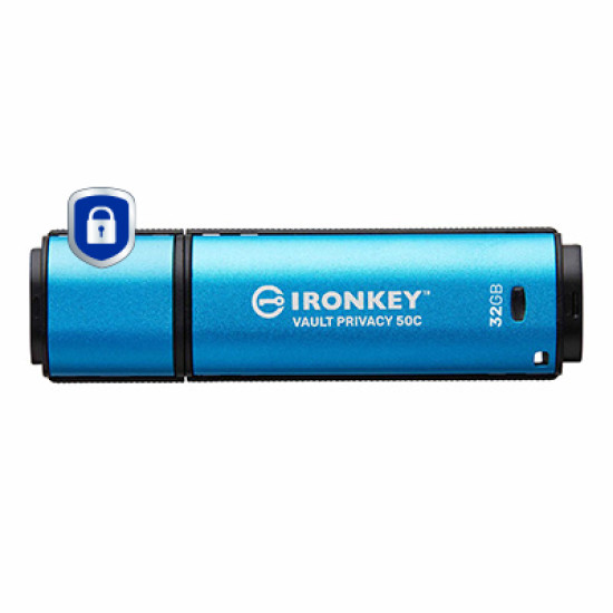 32GB USB-C IronKey Vault Privacy 50C AES-256 Encrypted, FIPS 197