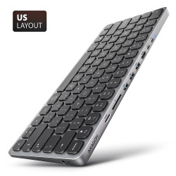 AXAGON HMC-KB keyboard USB-C 5Gbps with HUB, microSD/SD, 3x USB-A, HDMI 4K/60Hz, PD 100W, Audio, US layout