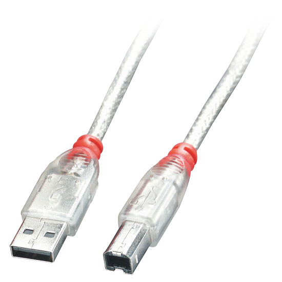 Lindy 2m USB 2.0 Cable - Type A To B, Transparent Lindy 2m USB 2.0 Cable - Type A To B, Transparent