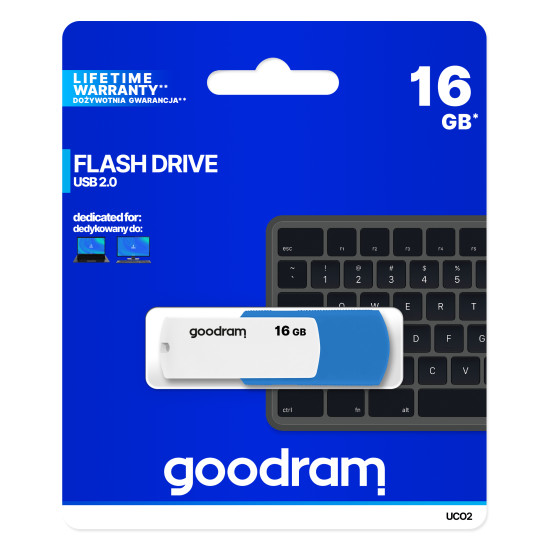Goodram UCO2 USB flash drive 16 GB USB Type-A 2.0 Blue, White