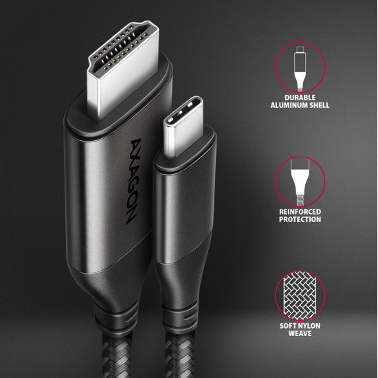 Axagon RVC-HI2MC video cable adapter 1.8 m USB Type-C HDMI Black Axagon RVC-HI2MC video cable adapter 1.8 m USB Type-C HDMI Black