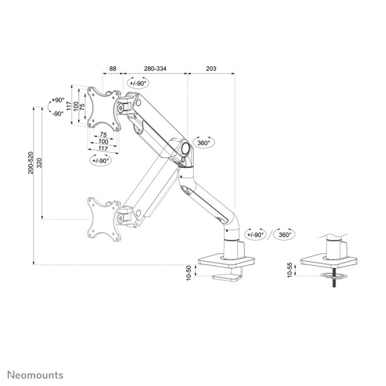 NEOMOUNTS SELECT DESK MOUNT, SINGLE DISPLAY (TOPFIX CLAMP &GROMMET) WHITE NEOMOUNTS SELECT DESK MOUNT, SINGLE DISPLAY (TOPFIX CLAMP &GROMMET) WHITE