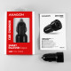 PWC-5V5 SMART Car charger 24W, 2x USB-A port, 5V/2.4A + 5V/2.4A