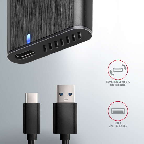 Axagon EEM2-SBC externes Gehäuse für M.2 SSDs USB-C 3.2 Gen 2 - schwarz SSD enclosure Black Axagon EEM2-SBC externes Gehäuse für M.2 SSDs USB-C 3.2 Gen 2 - schwarz SSD enclosure Black