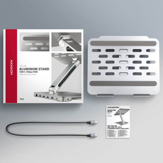 HMC-STND USB-C 5Gbps ALUMINUM STAND & HUB 7in1