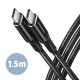 Axagon Data and charging USB 2.0 cable 1.5 m long. PD 60W, 3A. Black braided. USB cable USB C Axagon Data and charging USB 2.0 cable 1.5 m long. PD 60W, 3A. Black braided. USB cable USB C