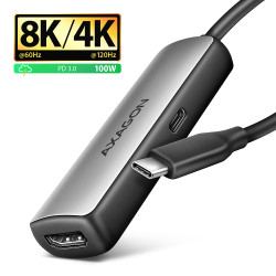 RVC-HI8KPD, USB-C -> HDMI 2.1 adapter, 8K/60Hz, 4K/144Hz, HDR10+, PD100W