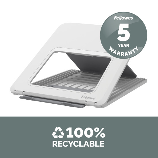 Fellowes Laptop Stand for Desk - Breyta Adjustable Laptop Riser for Home and Office - Portable Laptop Stand with 12 Height Adjustments - Max Laptop Size 14", Max Weight 4KG - White Fellowes Laptop Stand for Desk - Breyta Adjustable Laptop Riser for Home and Office - Portable Laptop Stand with 12 Height Adjustments - Max Laptop Size 14", Max Weight 4KG - White