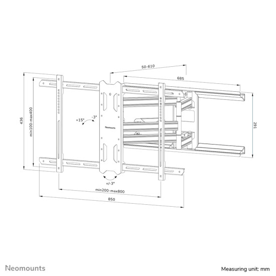 Neomounts WL40S-850BL18 TV mount wall 43-86" - full motion - fast installation