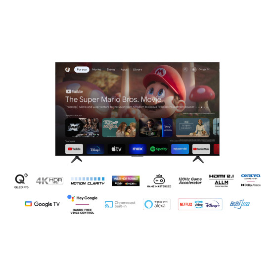 TCL Serie C6 Smart TV QLED 4K 85" 85C655, audio Onkyo con subwoofer, Dolby Vision - Atmos, Google TV TCL Serie C6 Smart TV QLED 4K 85" 85C655, audio Onkyo con subwoofer, Dolby Vision - Atmos, Google TV