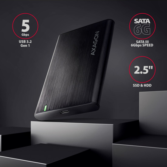 Axagon EE25-A6C storage drive enclosure HDD/SSD enclosure Black 2.5" Axagon EE25-A6C storage drive enclosure HDD/SSD enclosure Black 2.5"