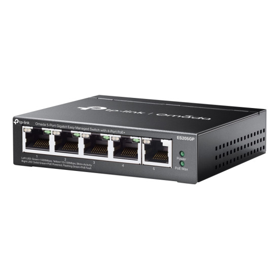 Omada 5-Port Gigabit Easy Managed Switch with 4-Port PoE+ Omada 5-Port Gigabit Easy Managed Switch with 4-Port PoE+