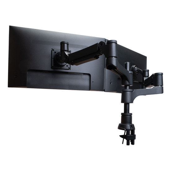 Monitor arm R-Go Caparo Dual, for two monitors, adjustable with gas spring, 3-9 kg load capacity, 100% circular, black Monitor arm R-Go Caparo Dual, for two monitors, adjustable with gas spring, 3-9 kg load capacity, 100% circular, black