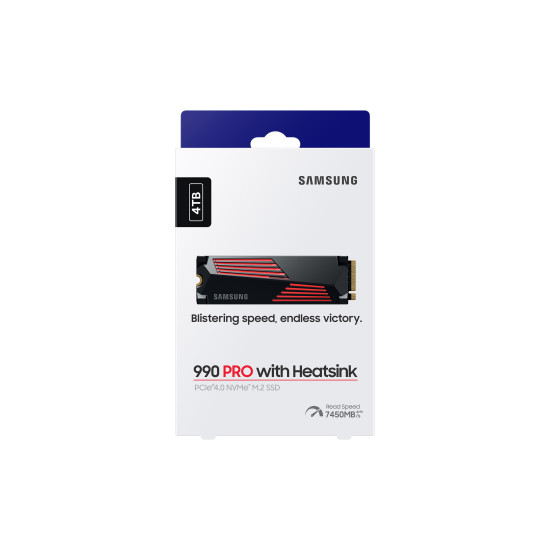 SSD|SAMSUNG|990 PRO with Heatsink|4TB|M.2|PCIe Gen4|NVMe|TLC|Write speed 6900 MBytes/sec|Read speed 7450 MBytes/sec|2.3mm|TBW 1200 TB|MTBF 1500000 hours|MZ-V9P4T0GW SSD|SAMSUNG|990 PRO with Heatsink|4TB|M.2|PCIe Gen4|NVMe|TLC|Write speed 6900 MBytes/sec|Read speed 7450 MBytes/sec|2.3mm|TBW 1200 TB|MTBF 1500000 hours|MZ-V9P4T0GW