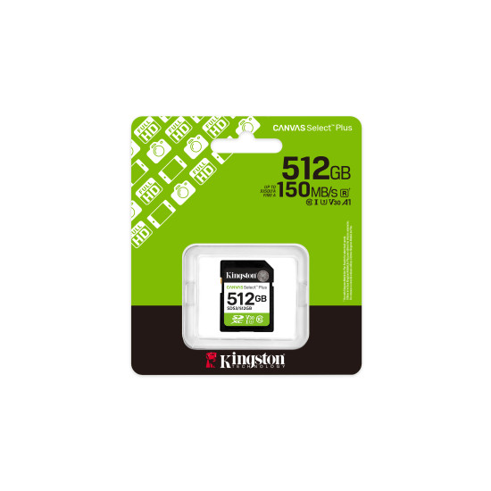 512GB SDXC Canvas Select Plus Gen3 150MB/s C10 UHS-I U3 V30