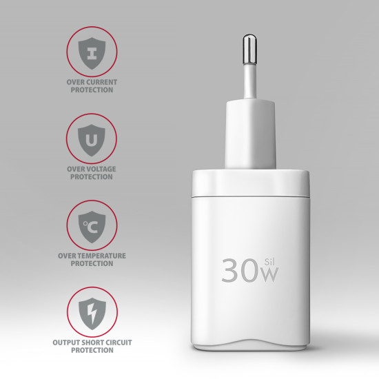 MOBILE CHARGER WALL USB-C 30W/1PORT WHITE ACU-PD30W AXAGON MOBILE CHARGER WALL USB-C 30W/1PORT WHITE ACU-PD30W AXAGON