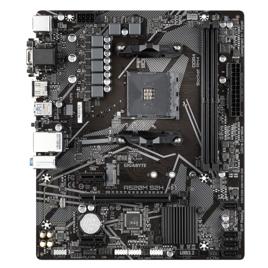 Mainboard|GIGABYTE|AMD A520|SAM4|Micro-ATX|Memory DDR4|Memory slots 2|2xPCI-Express 3.0 1x|1xPCI-Express 3.0 16x|1xM.2|1x15pin D-sub|1xDVI-D|1xHDMI|2xAV-In|1xAV-out|2xUSB 2.0|4xUSB 3.2|1xPS/2|1xRJ45|A520MS2H1.3 Mainboard|GIGABYTE|AMD A520|SAM4|Micro-ATX|Memory DDR4|Memory slots 2|2xPCI-Express 3.0 1x|1xPCI-Express 3.0 16x|1xM.2|1x15pin D-sub|1xDVI-D|1xHDMI|2xAV-In|1xAV-out|2xUSB 2.0|4xUSB 3.2|1xPS/2|1xRJ45|A520MS2H1.3