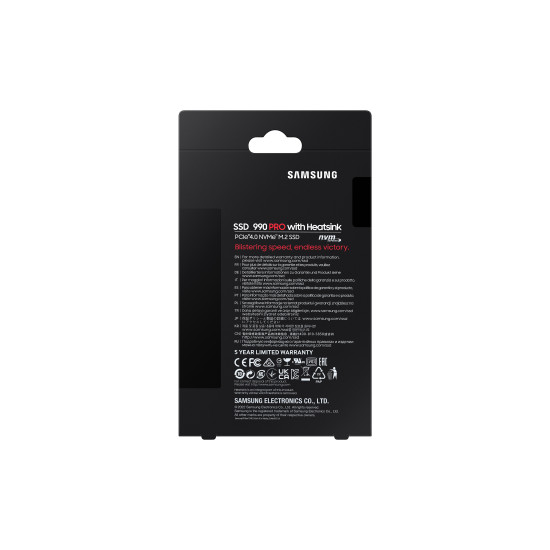 SSD|SAMSUNG|990 PRO with Heatsink|4TB|M.2|PCIe Gen4|NVMe|TLC|Write speed 6900 MBytes/sec|Read speed 7450 MBytes/sec|TBW 2400 TB|MTBF 1500000 hours|MZ-V9P4T0CW SSD|SAMSUNG|990 PRO with Heatsink|4TB|M.2|PCIe Gen4|NVMe|TLC|Write speed 6900 MBytes/sec|Read speed 7450 MBytes/sec|TBW 2400 TB|MTBF 1500000 hours|MZ-V9P4T0CW
