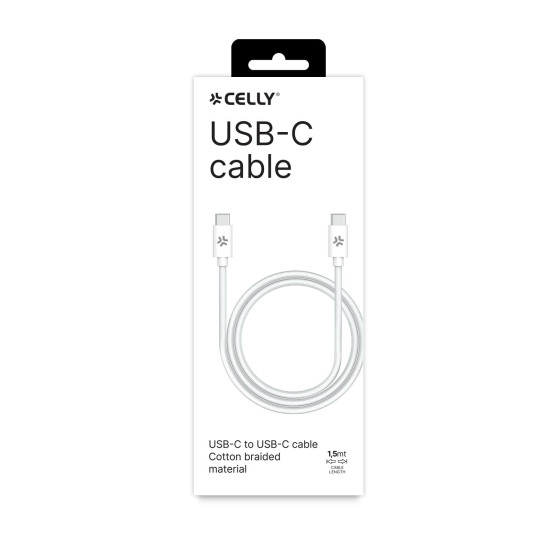 Celly USBCUSBCCOTT - USB-C to USB-C Cotton Braided Cable [POWER DELIVERY]