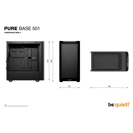 Case|BE QUIET|PURE BASE 501|MidiTower|Not included|ATX|MicroATX|MiniITX|Colour Black|BG074
