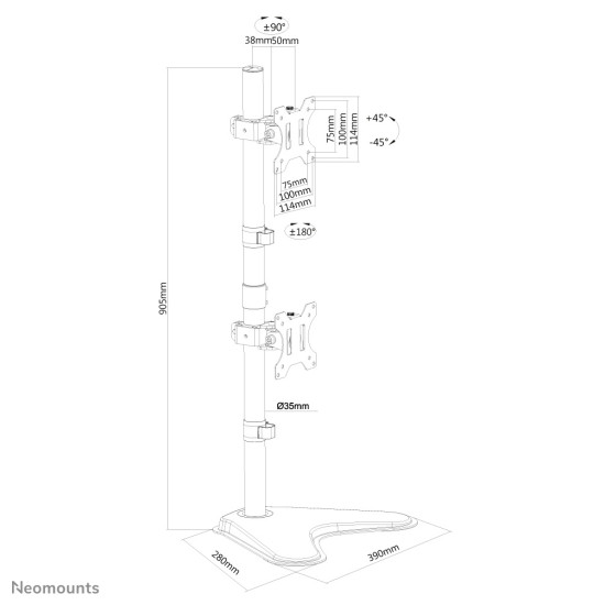 Neomounts FPMA-D550DDVBLACK Monitor stand 10-32" - vertical installation