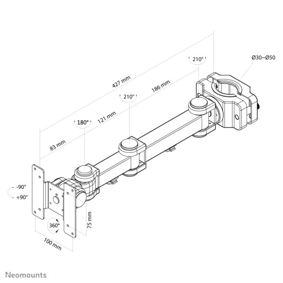 Neomounts FPMA-WP300BLACK TV pole mount 10-30" - diam. 30-50 mm - full motion Neomounts FPMA-WP300BLACK TV pole mount 10-30" - diam. 30-50 mm - full motion