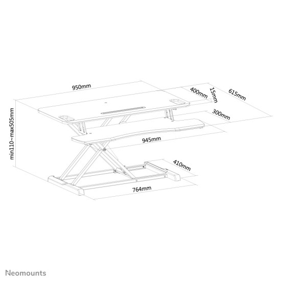 Neomounts NS-WS300BLACK Sit-stand workstation - gas spring