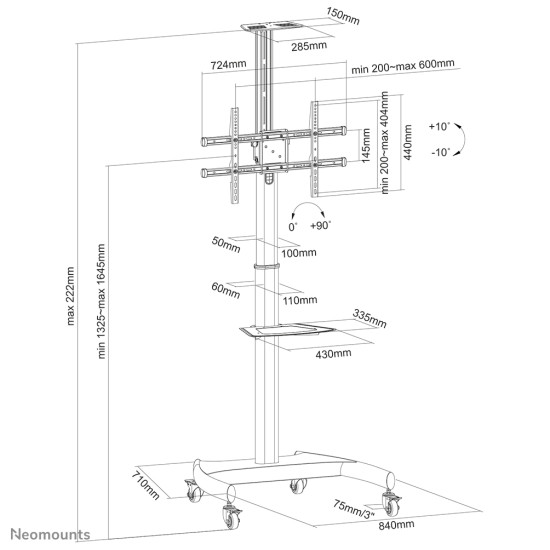 Neomounts PLASMA-M1900E TV trolley 37-70" - rotatable